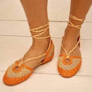 Schutz Jessel Flats woven ankle strap,  New size 10